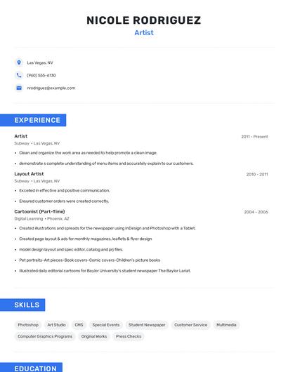 Artist Resume