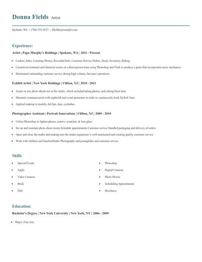 Artist Resume