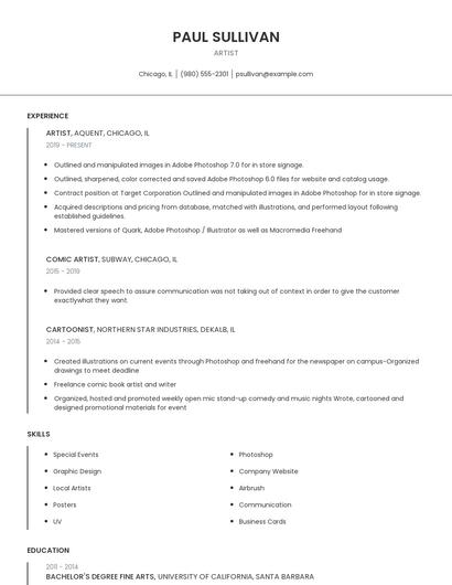 Artist Resume