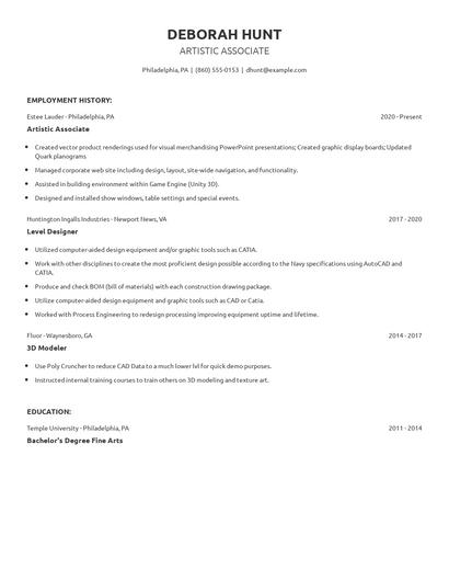 Artistic Associate Resume