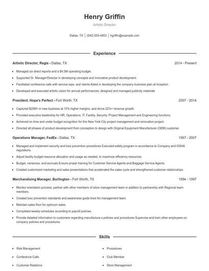 Resume example 1