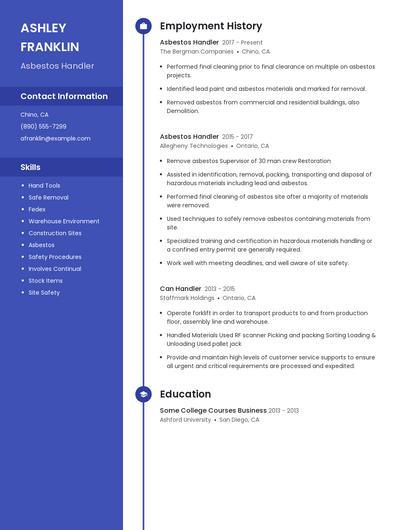 Asbestos Handler Resume