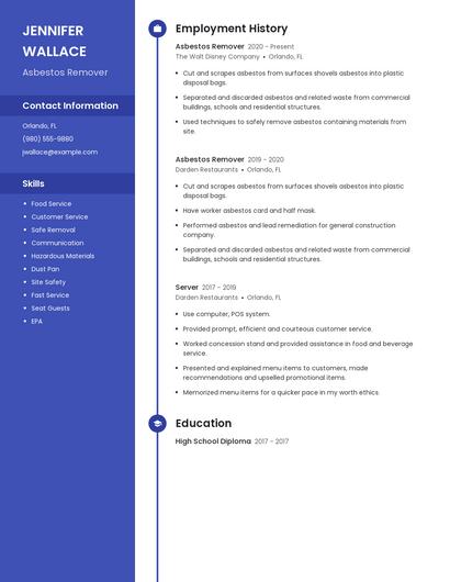 Asbestos Remover Resume