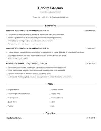 Resume example 1