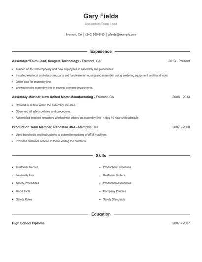Resume example 1