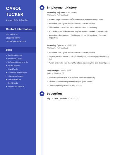 Assembly Adjuster Resume