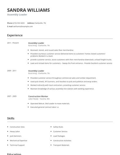 Assembly Loader Resume