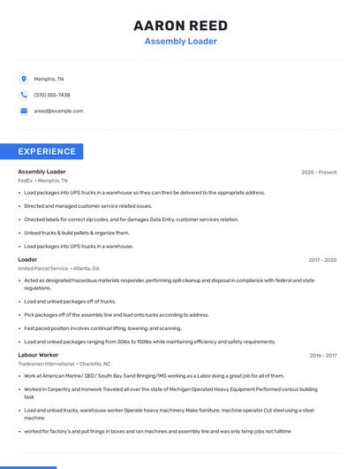 Assembly Loader Resume
