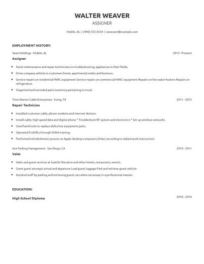 Assigner Resume