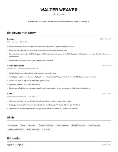 Assigner Resume