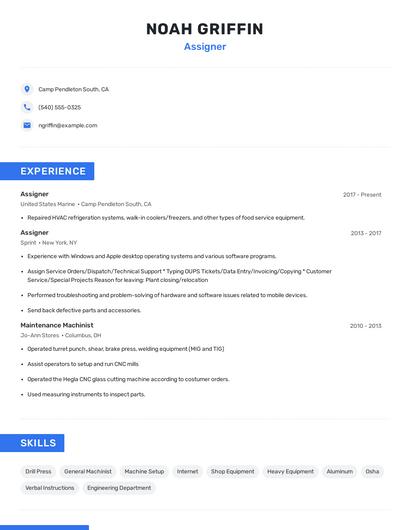 Assigner Resume