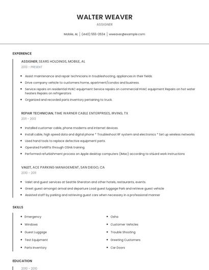 Assigner Resume