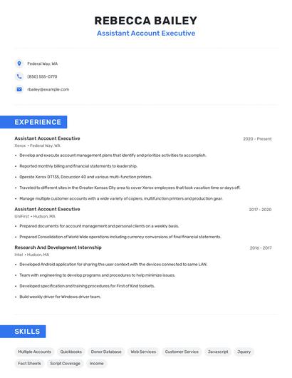Assistant Account Executive Resume