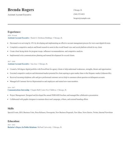 Assistant Account Executive Resume