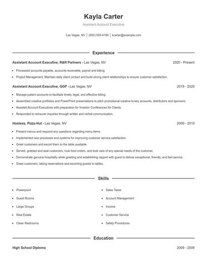 Assistant Account Executive Resume