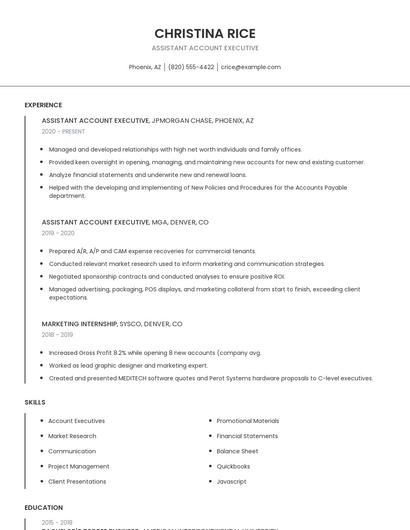 Assistant Account Executive Resume