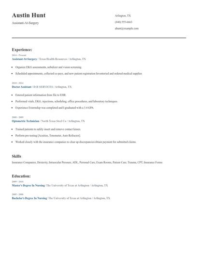 Assistant-At-Surgery Resume