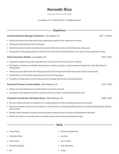 Resume example 1