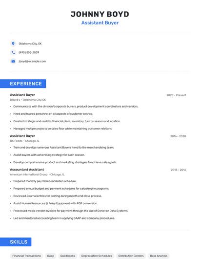 Assistant Buyer Resume