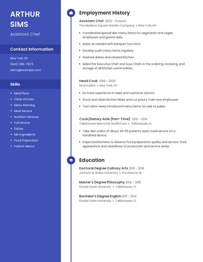 Assistant Chef Resume