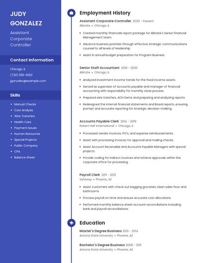 Assistant Corporate Controller Resume