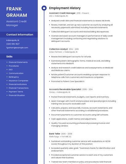 Assistant Credit Manager Resume