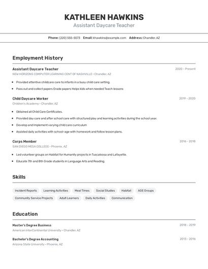 Resume example 2