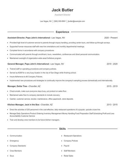 Resume example 1