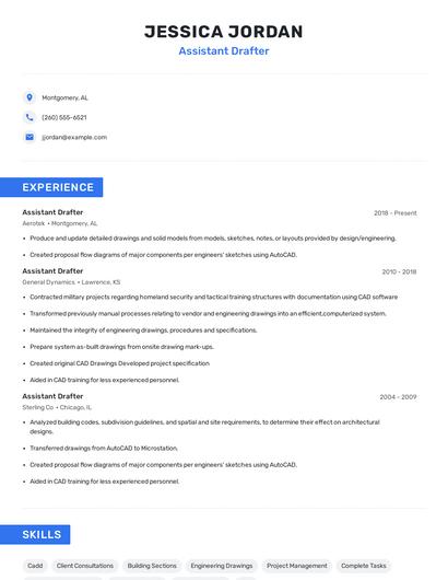 Assistant Drafter Resume