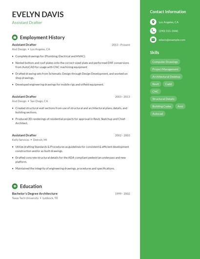 Assistant Drafter Resume