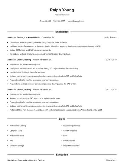 Assistant Drafter Resume