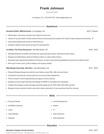 Resume example 1