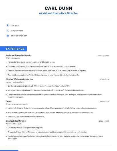 Assistant Executive Director Resume
