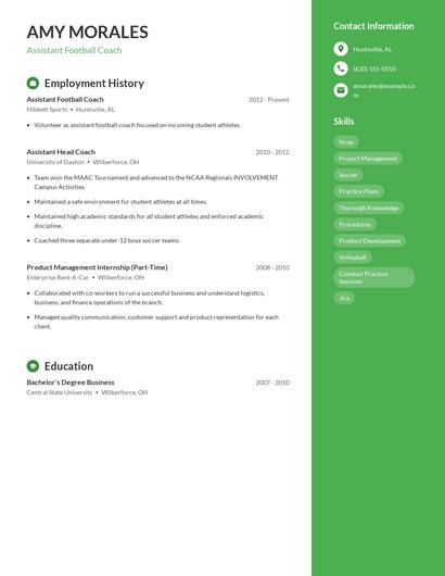 Assistant Football Coach Resume