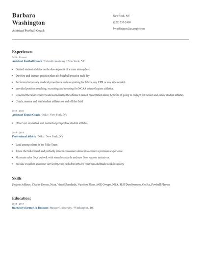 Assistant Football Coach Resume