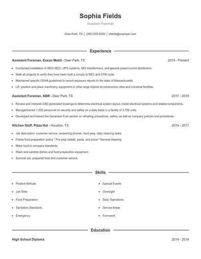 Resume example 1