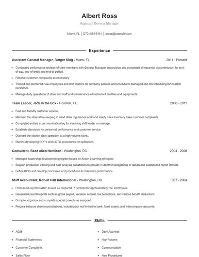Resume example 1