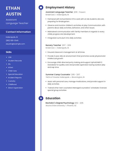 Assistant Language Teacher Resume