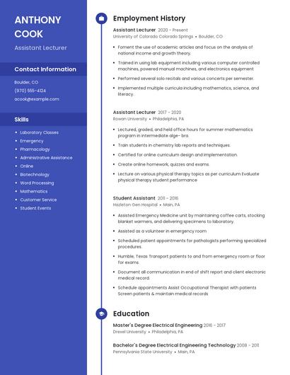 Assistant Lecturer Resume