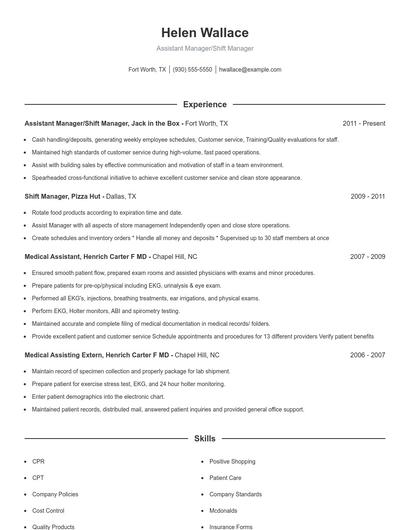 Resume example 1