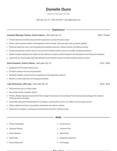 Resume example 1