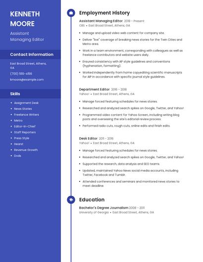 Assistant Managing Editor Resume