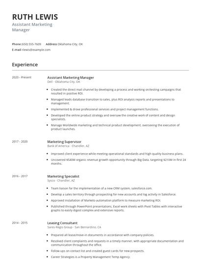 Assistant Marketing Manager Resume