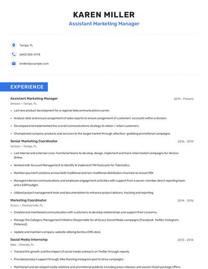 Assistant Marketing Manager Resume