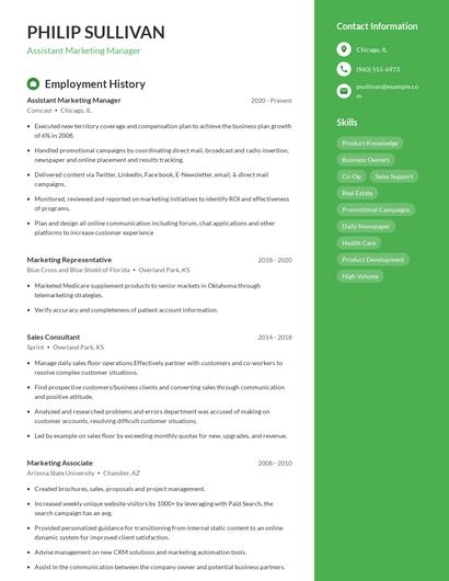 Assistant Marketing Manager Resume