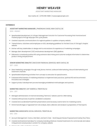 Assistant Marketing Manager Resume