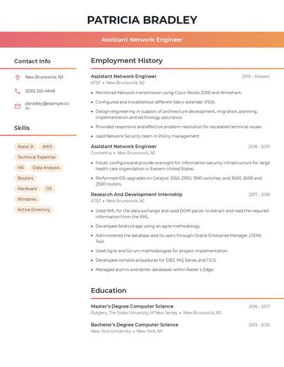 Assistant Network Engineer Resume