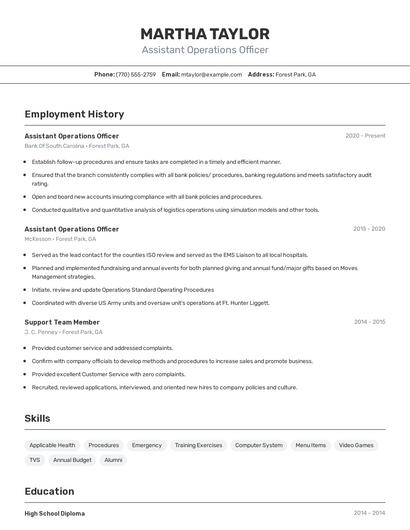 Resume example 2