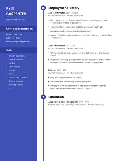 Assistant Pastor Resume