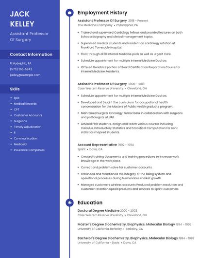 Assistant Professor Of Surgery Resume